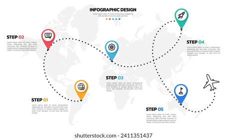 Business infographic vector illustration 5 steps or options with icons