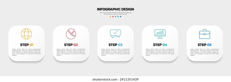 Business infographic vector illustration 5 steps or options with icons