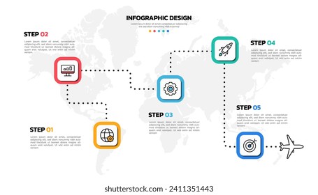 Business infographic vector illustration 5 steps or options with icons