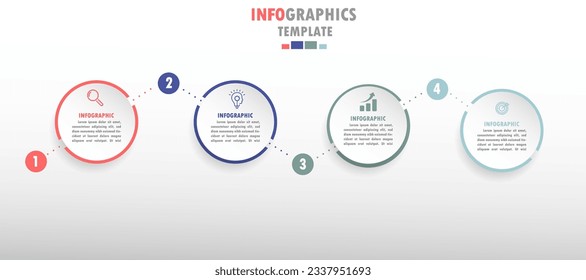 Business Infographic vector illustration template. Thin line, flat, chart design with icon 4 options or steps.