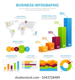 Business infographic vector template with 3d chart, graphs and diagrams. Data visualization financial concept. Illustration of infographic bar and visualization growth finance chart