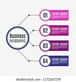 Business infographic vector template with modern colors and four options. Info chart diagram.