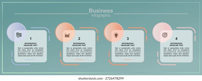 Business Infographic Vetor Template Set com 4 etapas personalizáveis para ilustrar estratégia, processo ou crescimento. Arquivo EPS para download, para visualização de apresentações e dados, isolado