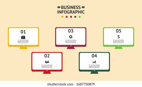 Business infographic in vector. Text and symbols. Computer infographic vector.