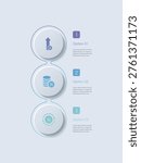 Business infographic vertical template. 3 step journey timeline. Process diagram featuring vector illustrations of infographic elements.