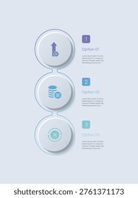 Business infographic vertical template. 3 step journey timeline. Process diagram featuring vector illustrations of infographic elements.