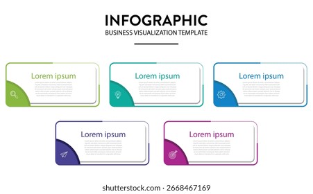 Business Infographic Visualization Template With 5 Steps Strategy Planning And Process