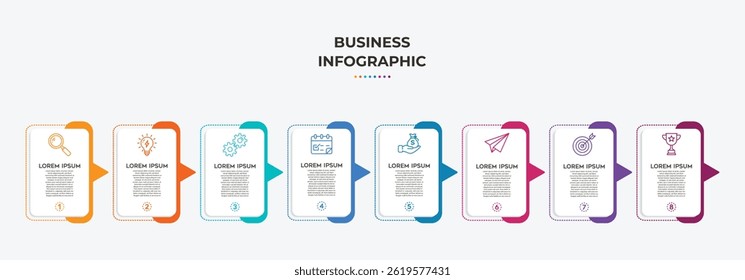 Modelo De Visualização De Infográfico De Negócios Com Planejamento E Processo De Estratégia Em 8 Etapas