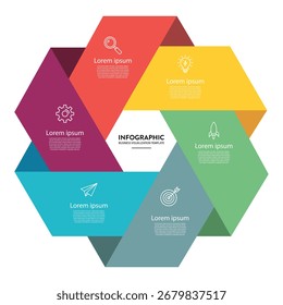 Modelo De Visualização De Infográfico De Negócios Com Planejamento E Processo De Estratégia Em Seis Etapas