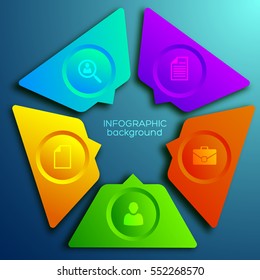Business infographic web concept with colorful pentagonal diagram five options and icons vector illustration