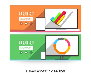 Business infographic website header or banner set.