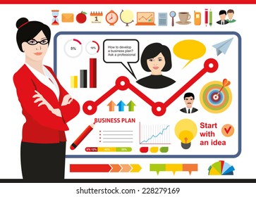 business infographic, business woman