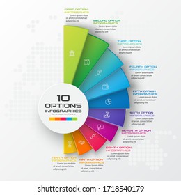 Business Infographics 10 Steps,Abstract Design Element,Vector Illustration.
