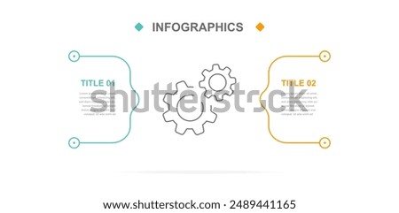 Business infographics. Infographics with 2 steps or options. A thin linear infographic  template for a presentation or website. Timeline of processes