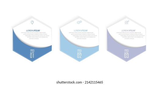 Business Infographics. 3 steps to achieve the result. Stages of development, workflow, marketing or plan. Business strategy with icons. Diagram of the report, statistics and training.