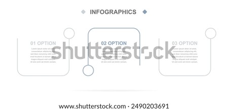 Business infographics. Infographics with 3 steps or options. A thin linear infographic with rectangle template for a presentation or website. Timeline of processes