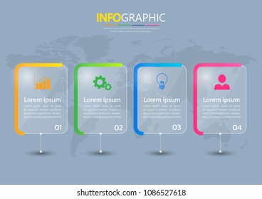 Business Infographics 4 steps. can be used for workflow layout, diagram, website, corporate report, advertising, marketing. vector illustration.