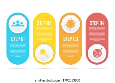 Business infographics with 4 steps, options or elements. Template can be used for diagram or web design. Vector illustration