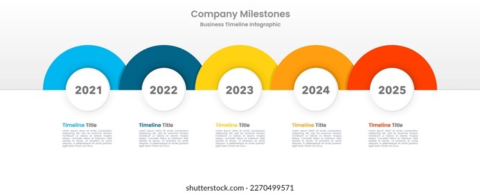 Business infographics with 5 semicircles on the timeline. Vector illustration.