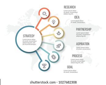 Business infographics with 6 options. Vector diagram.