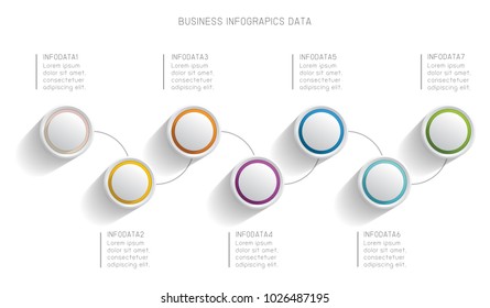 Business infographics of 7 elements  template vector illustration design.
