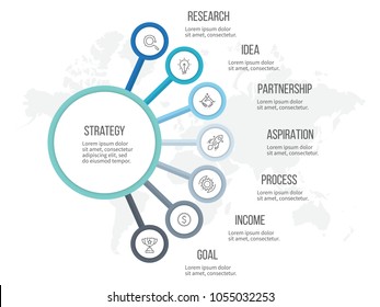 Business infographics with 7 options. Vector diagram.