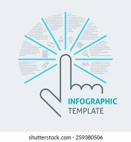 Business infographics with 8 options, vector template for graph, presentation, chart isolated on light background