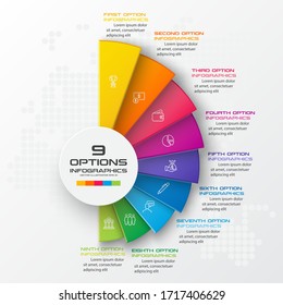 Business infographics 9 steps,Abstract design element,Vector illustration.