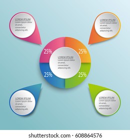 Business infographics abstract circle diagram with sectors for workflow presentations, banners, number options, and web design. Vector illustration.