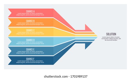 Business infographics . Arrow chart with 6 steps, sections, options. Vector chart. 