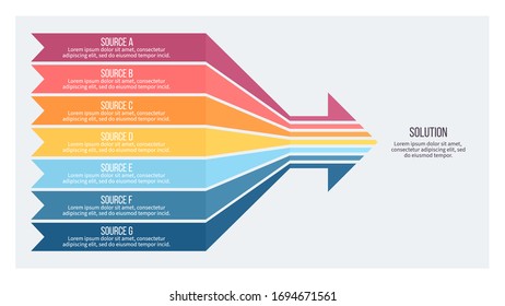 Business infographics. Arrow chart with 7 steps, options. Vector diagram.