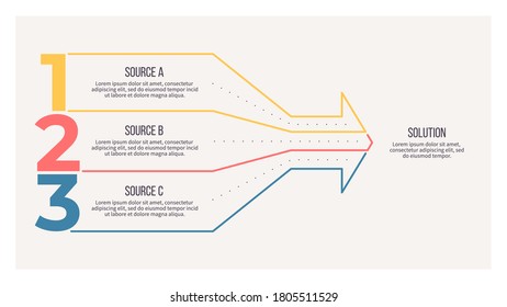 Business infographics. Arrow Chart of choice with 3 steps, options. Vector diagram.