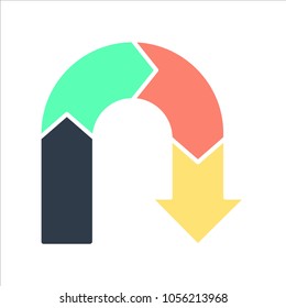 Business infographics arrow down design flat color