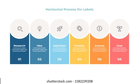 Business infographics. Banner with 6 options, columns, steps. Vector chart.