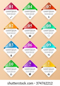 Business Infographics box origami style Vector illustration. List of 10 items.