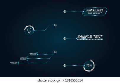 Business infographics. Callout. Technology, blue light. Glow illustration is drawn on a light blue background.