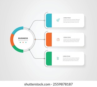 Business infographics. Chart with 3 steps, options, sections. Vector diagram.