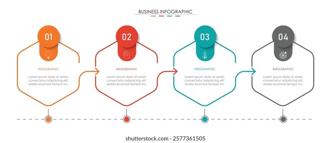 Business infographics. Chart with 3 steps, labels, options, circles. Vector infographic elements, circle chart