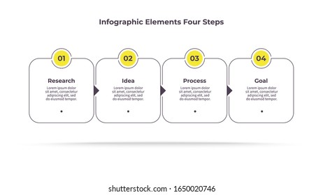 Business infographics. Chart with 4 steps, options, squares. Vector diagram.