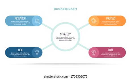 Business infographics. Chart with 4 steps, options. Vector diagram.