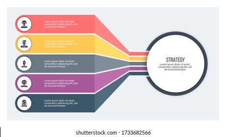 Business infographics. Chart with 5 steps, options. Vector diagram.