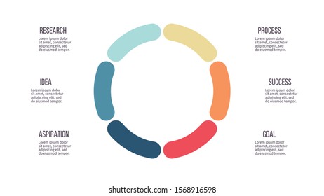 Business infographics. Chart with 6 steps, options, sections. Vector diagram.