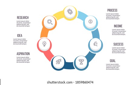 Business infographics. Chart with 7 steps, options. Vector diagram.