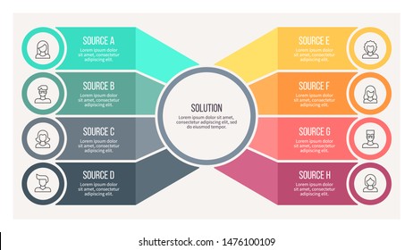 Business infographics. Chart of choice with 8 steps, options. Vector diagram.