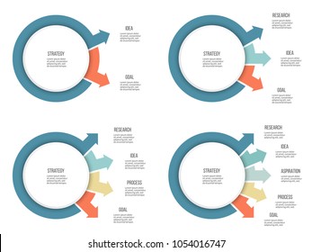 Business infographics. Chart, diagram with 2, 3, 4, 5 options, arrows. Vector template.