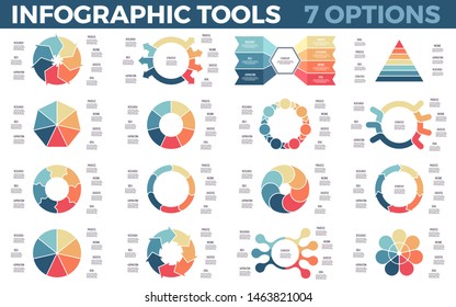 Business infographics. Charts with 7 steps, options, processes. Vector diagram.