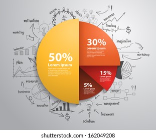 Business Infographics circle with drawing business success strategy plan concept idea, workflow layout, diagram, step up options, web banner template, Vector illustration modern template design