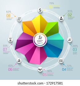 Business Infographics circle graph origami style. Vector illustration. can be used for workflow layout, banner, diagram, number options, step up options, web design. 