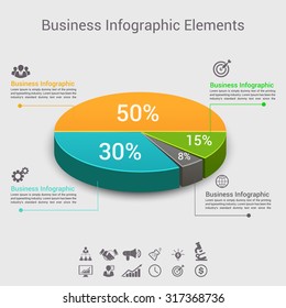 Business Infographics circle graph Vector illustration. can be used for workflow layout, banner, diagram, number options, step up options, web design.