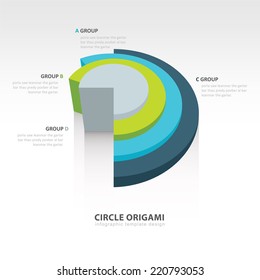 Business Infographics circle origami 3d style